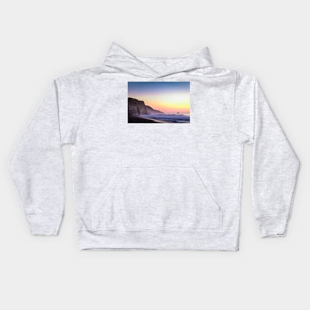 Scenic ocean sunset Kids Hoodie by blossomcophoto